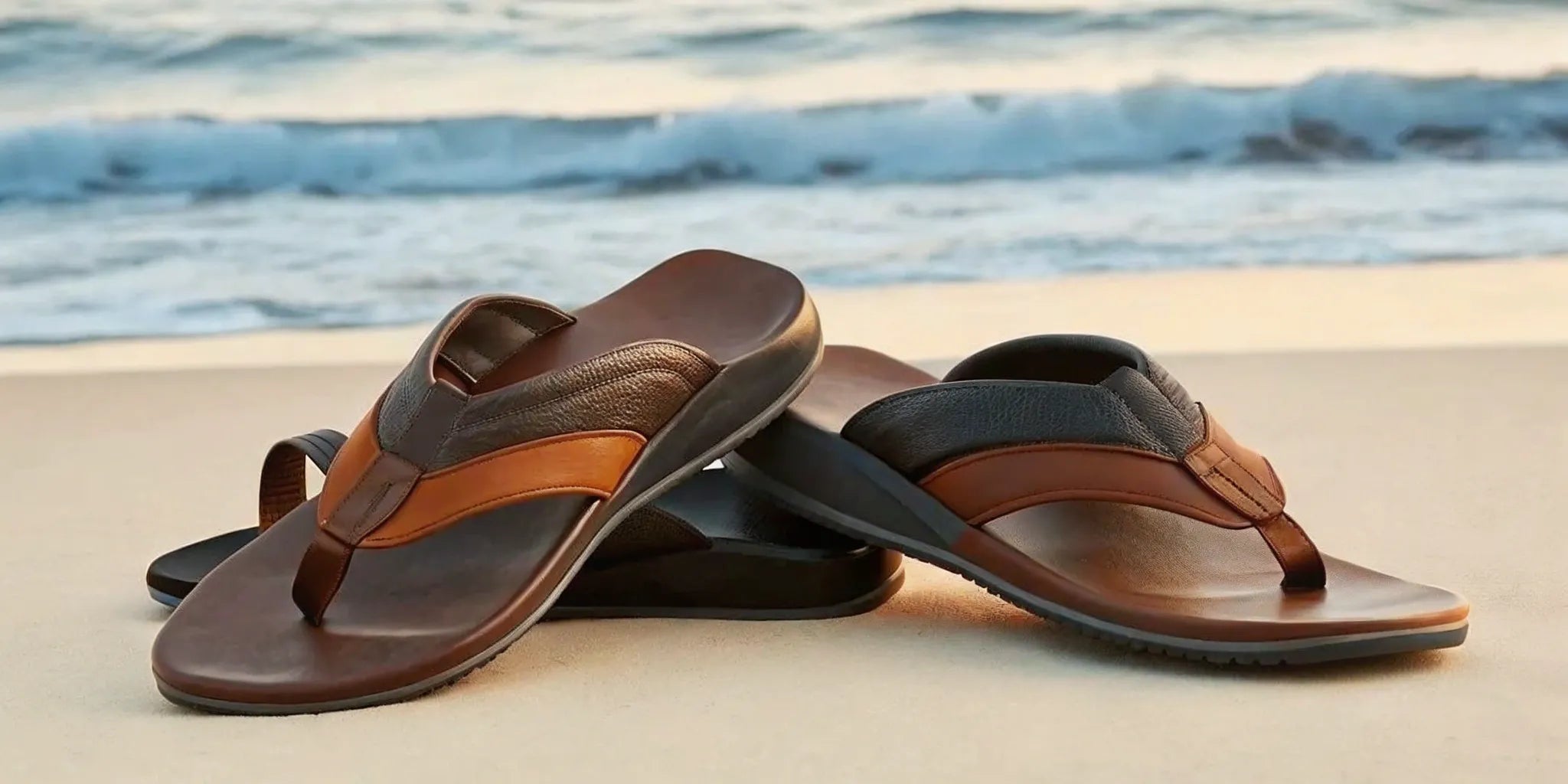 A man wearing the most comfortable sandals for men with arch support.