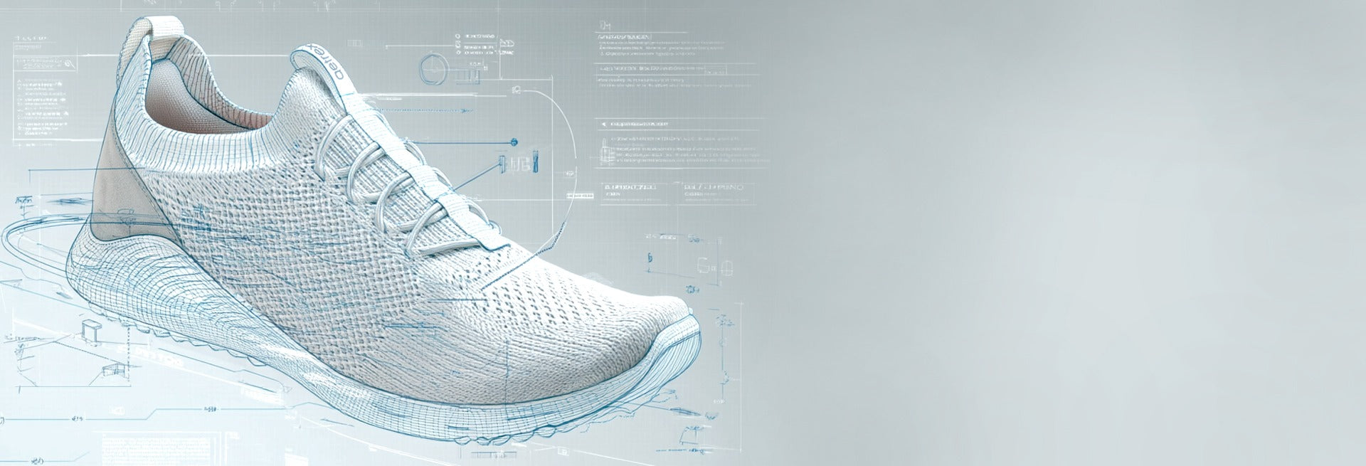 White athletic shoe on a light gray background