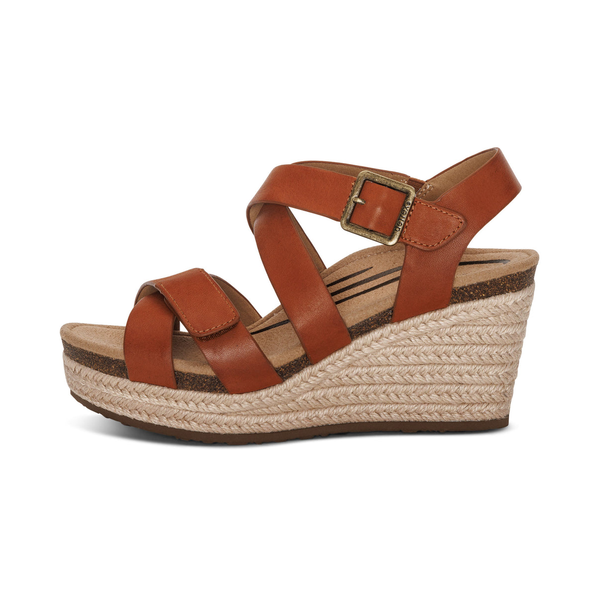 Anna Arch Support Wedge Left Angle #color_cognac