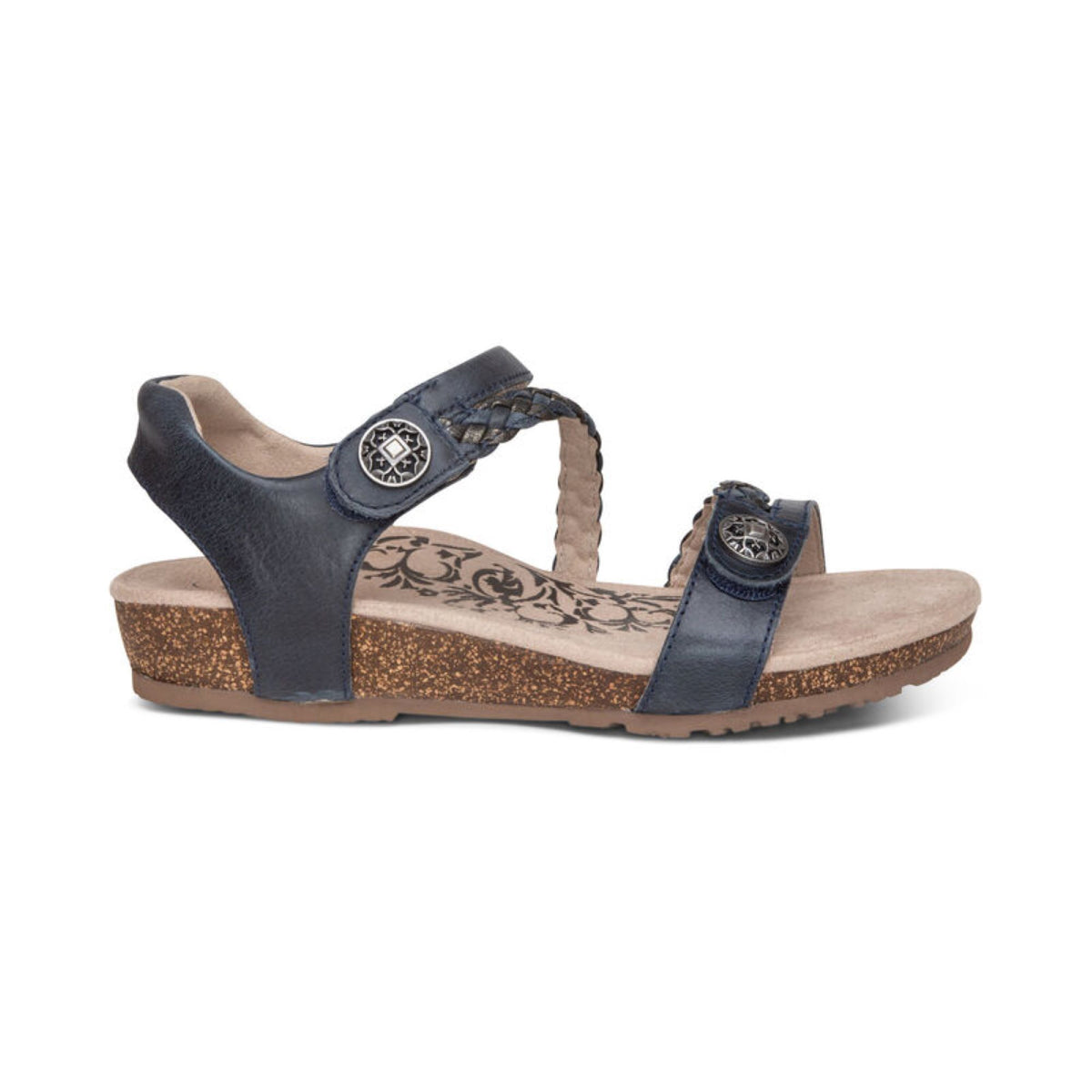 Jillian Braided Quarter Strap Sandal Right Angle #color_navy