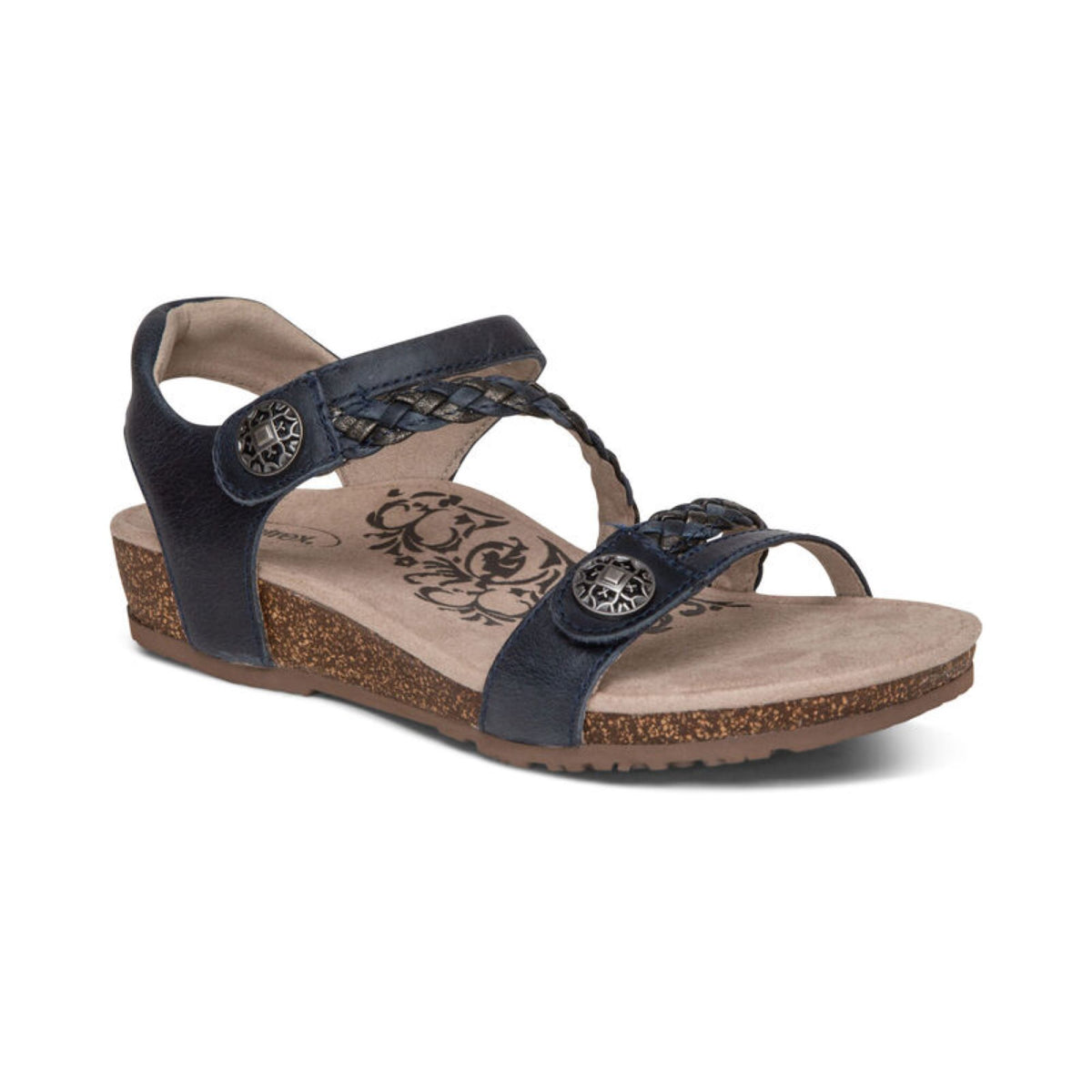 Jillian Braided Quarter Strap Sandal Catalog Angle #color_navy