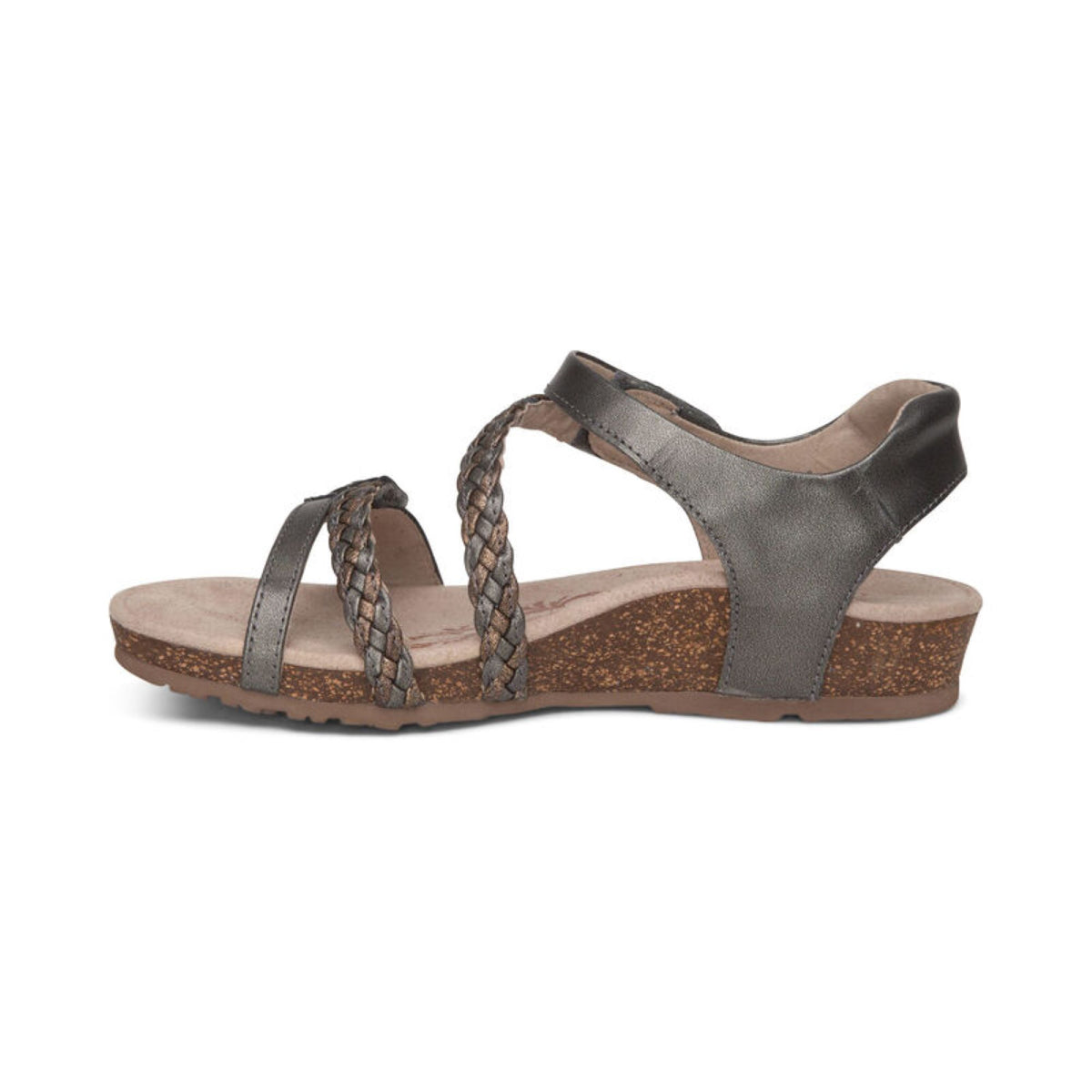Jillian Braided Quarter Strap Sandal Left Angle #color_gunmetal