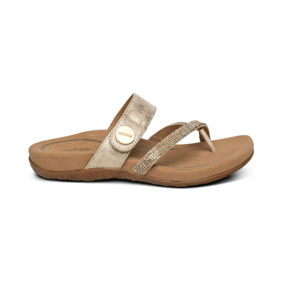 Izzy Adjustable Slide Sandal Right Angle #color_gold