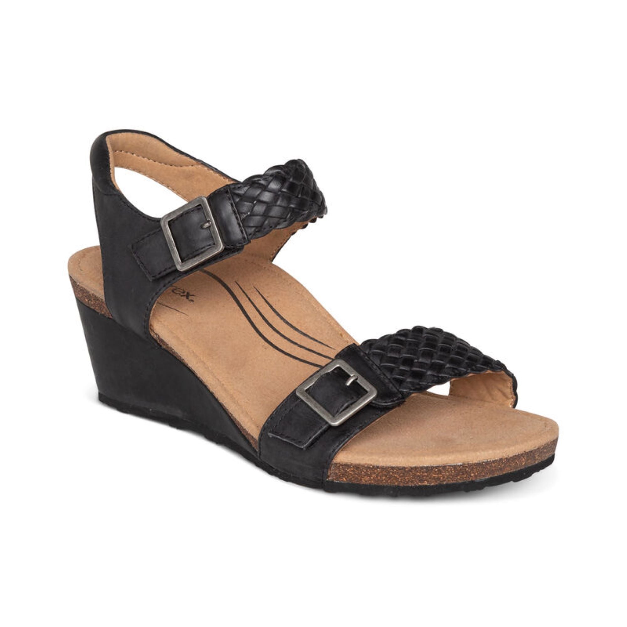 Grace Adjustable Woven Wedge #color_black