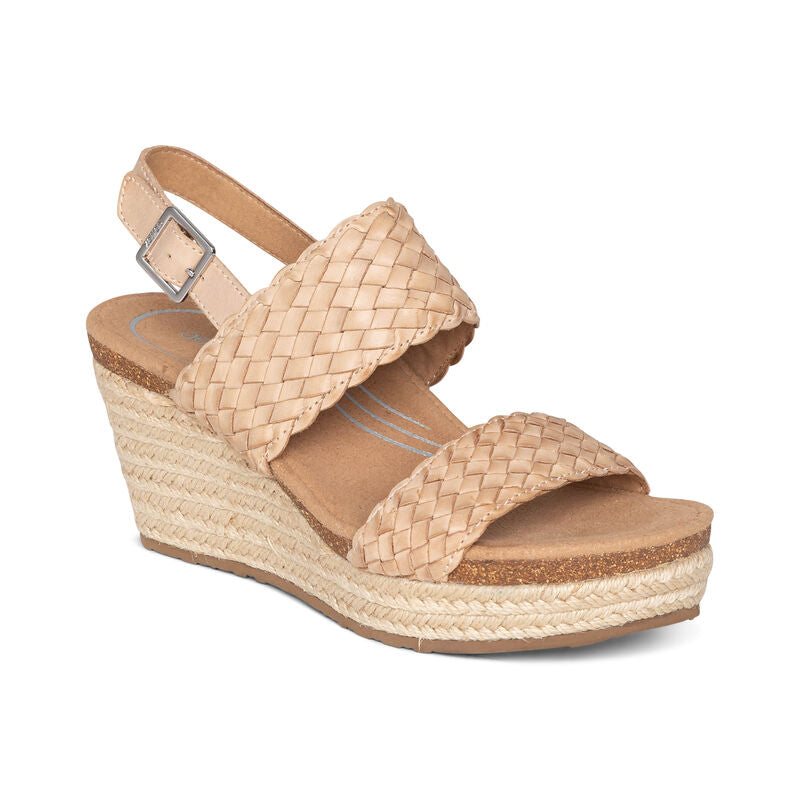 Summer Woven Quarter Strap Wedge #color_bone