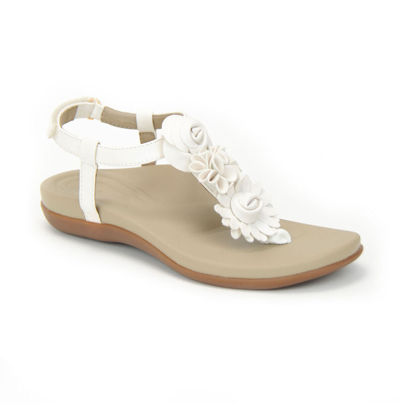 Aetrex Women Charli Thong Sandal White 9-9.5 Aetrex Women Charli Thong Sandal White 9-9.5