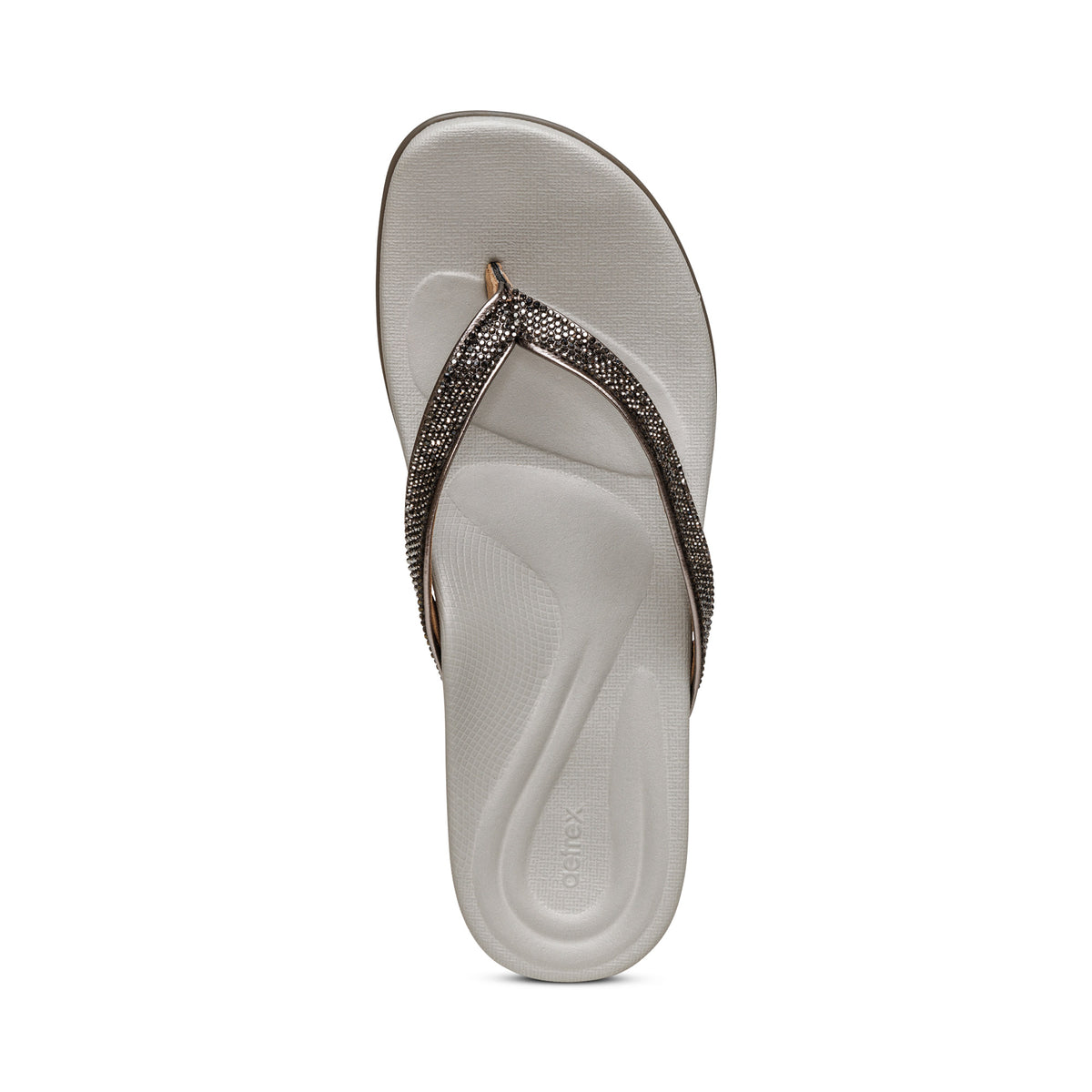 Eve Sparkly Thong Sandal Top Angle #color_pewter