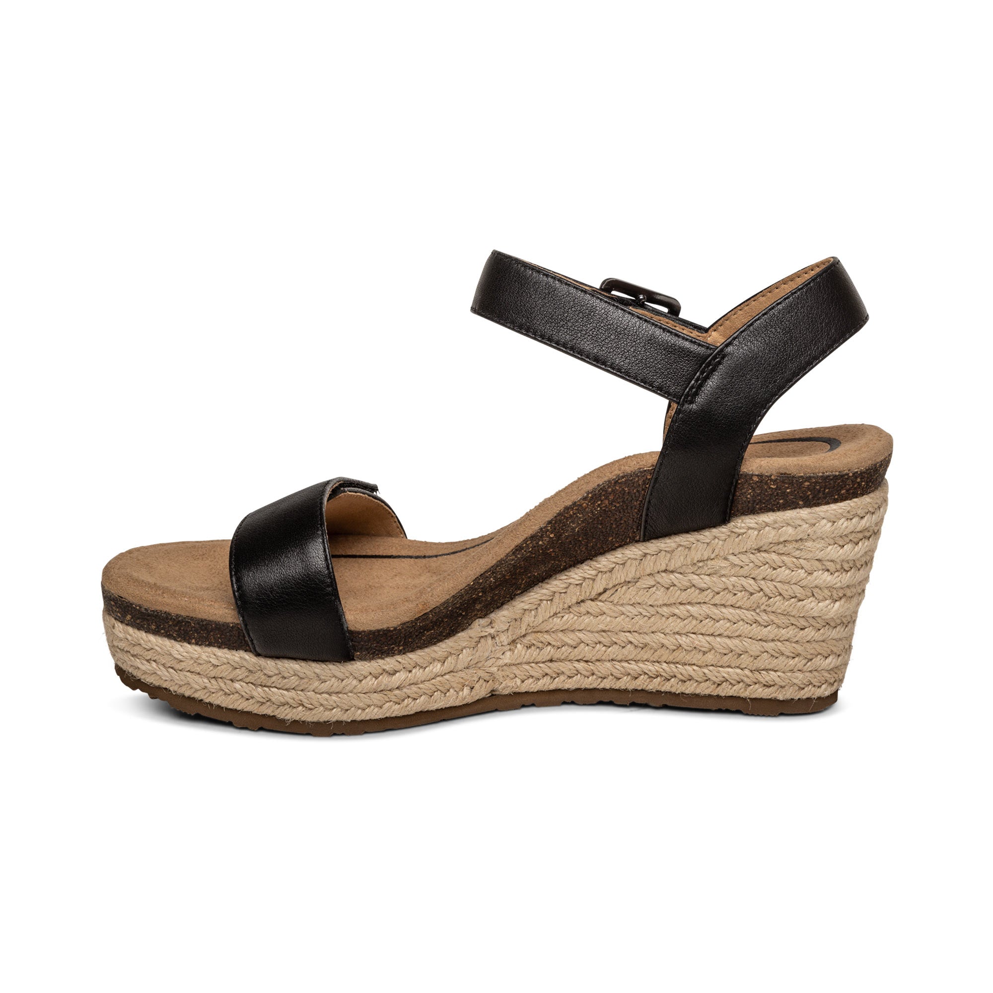 Sydney Quarter Strap Espadrille Wedge #color_black-leather
