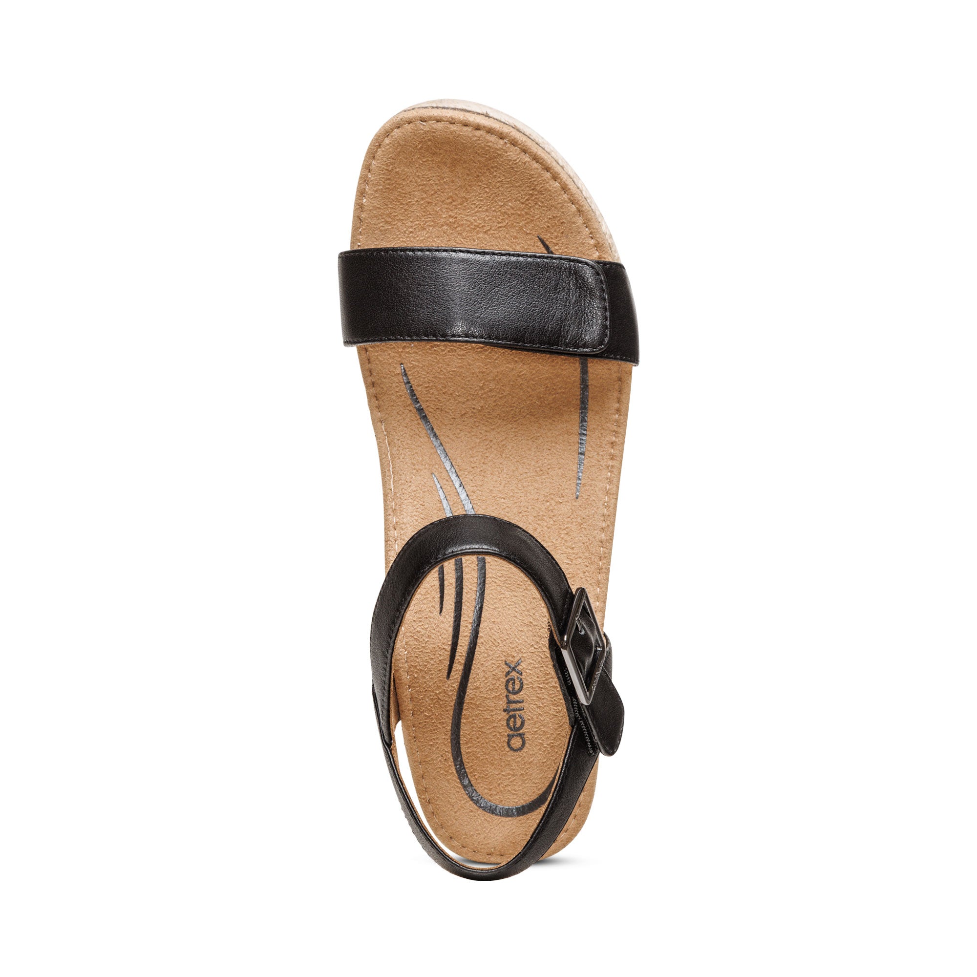 Sydney Quarter Strap Espadrille Wedge #color_black-leather