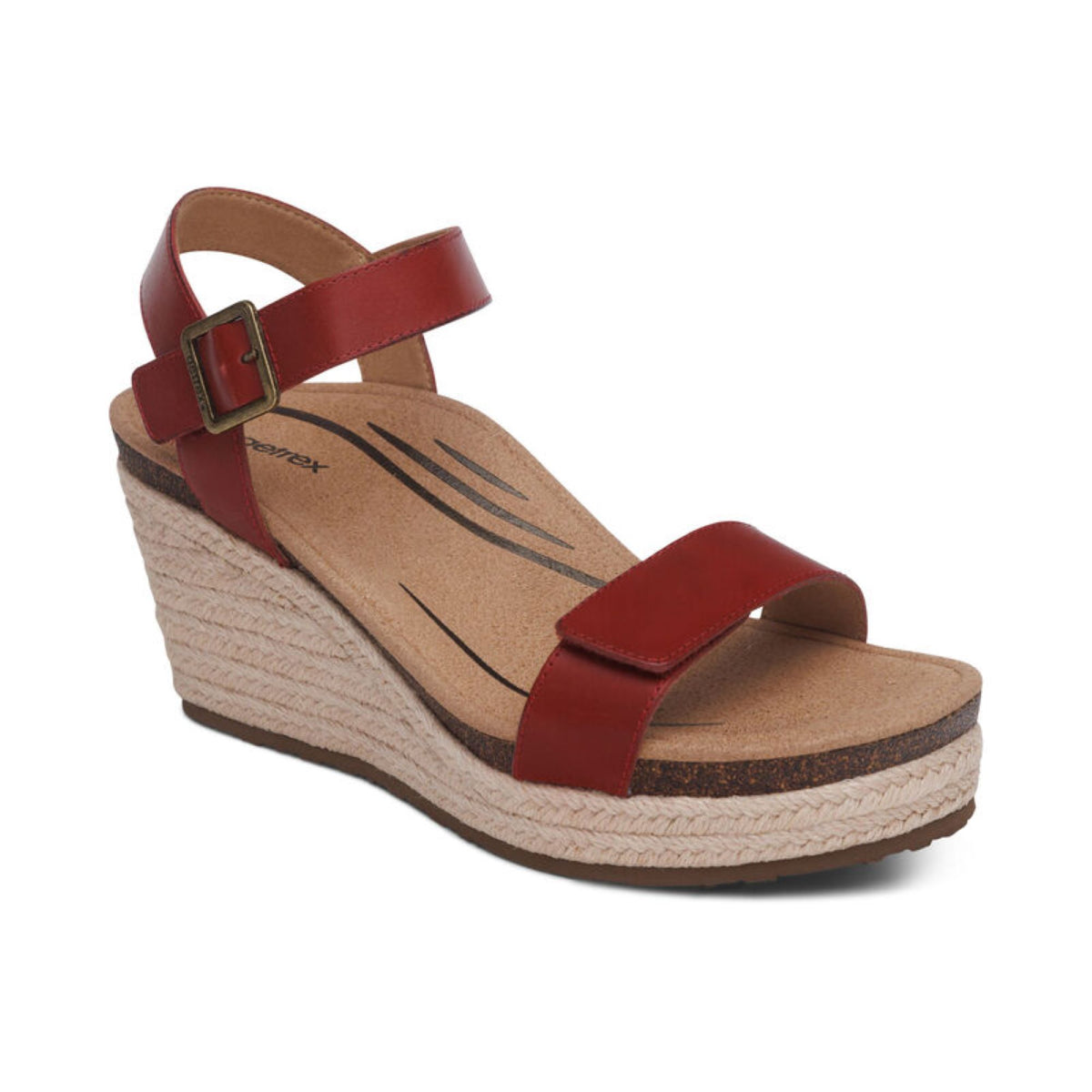 Sydney Quarter Strap Espadrille Wedge Catalog Angle #color_red