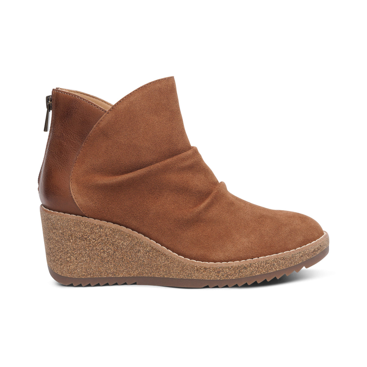 Kara Ankle Wedge Boot Right Angle #color_cognac