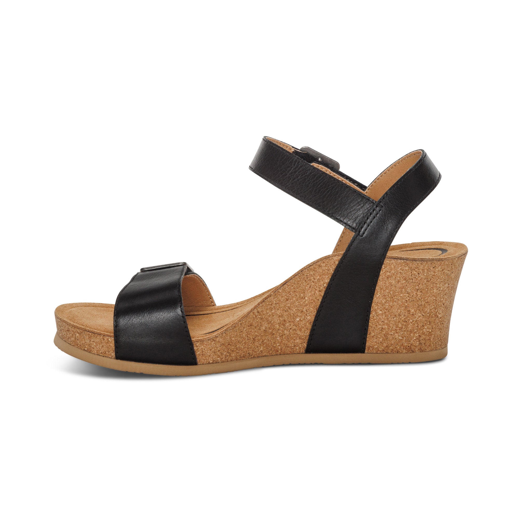 Lexa Quarter Strap Wedge #color_black leather