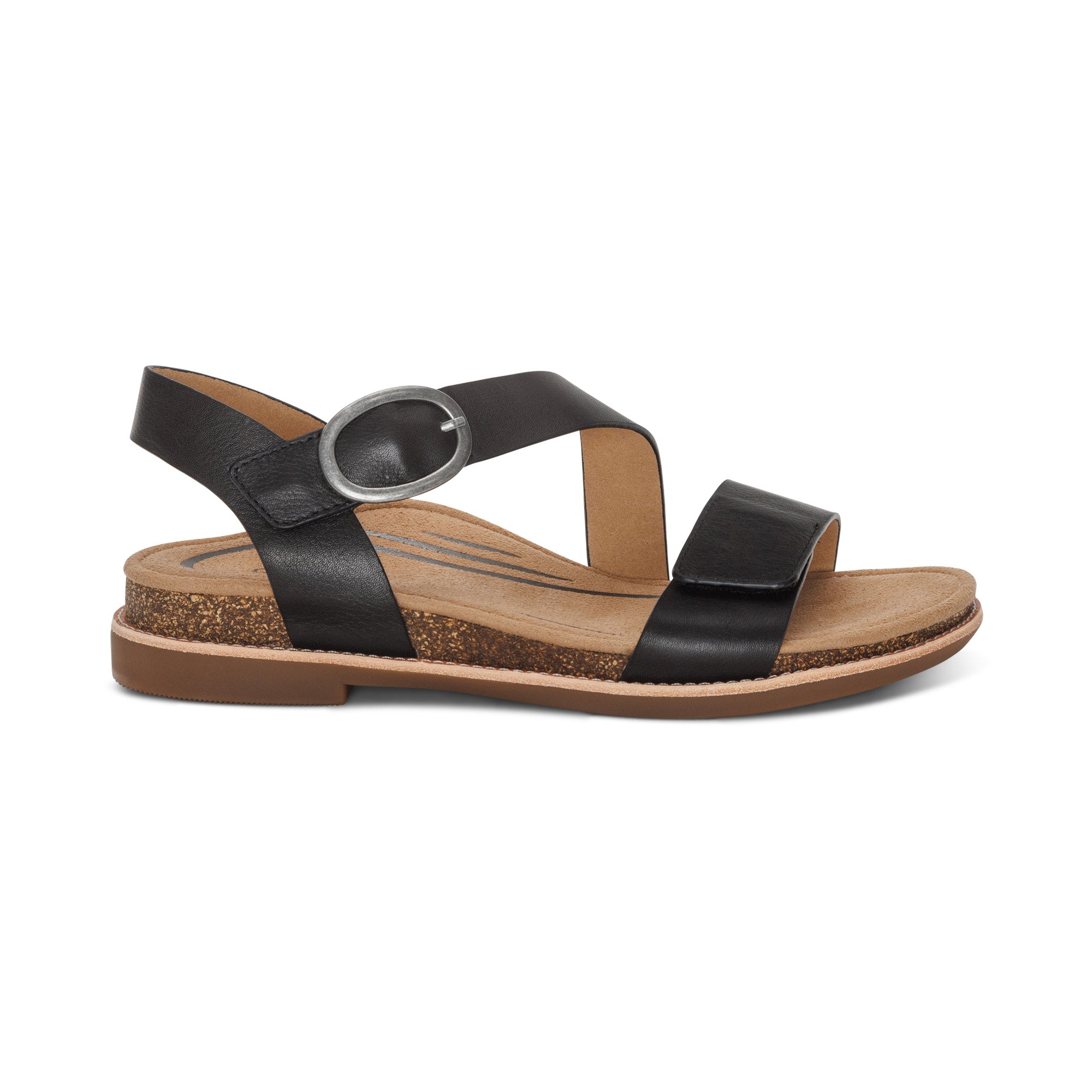 Tamara Asymmetrical Quarter Strap Sandal Right Angle #color_black