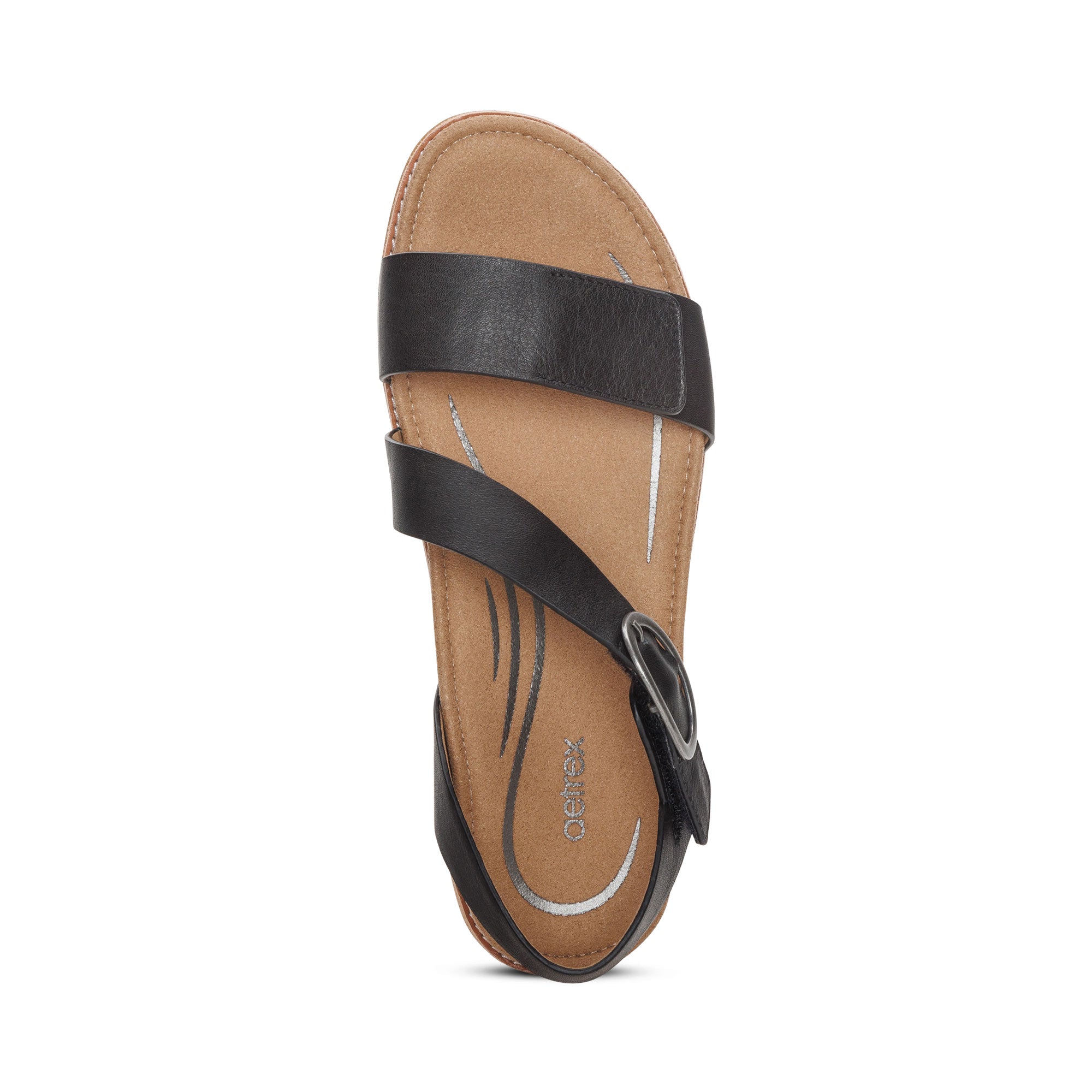Tamara Asymmetrical Quarter Strap Sandal Top Angle #color_black