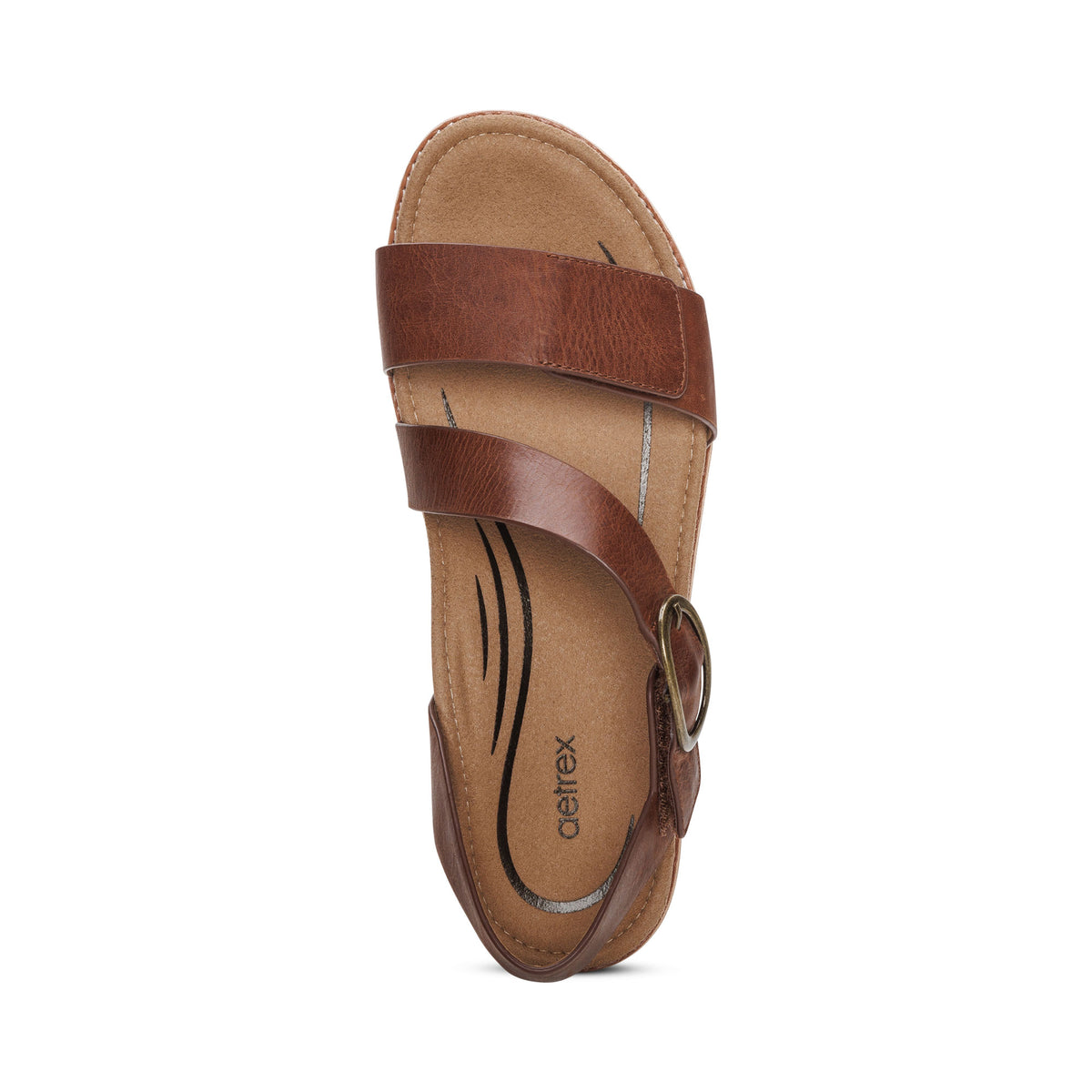 Tamara Asymmetrical Quarter Strap Sandal Top Angle #color_walnut