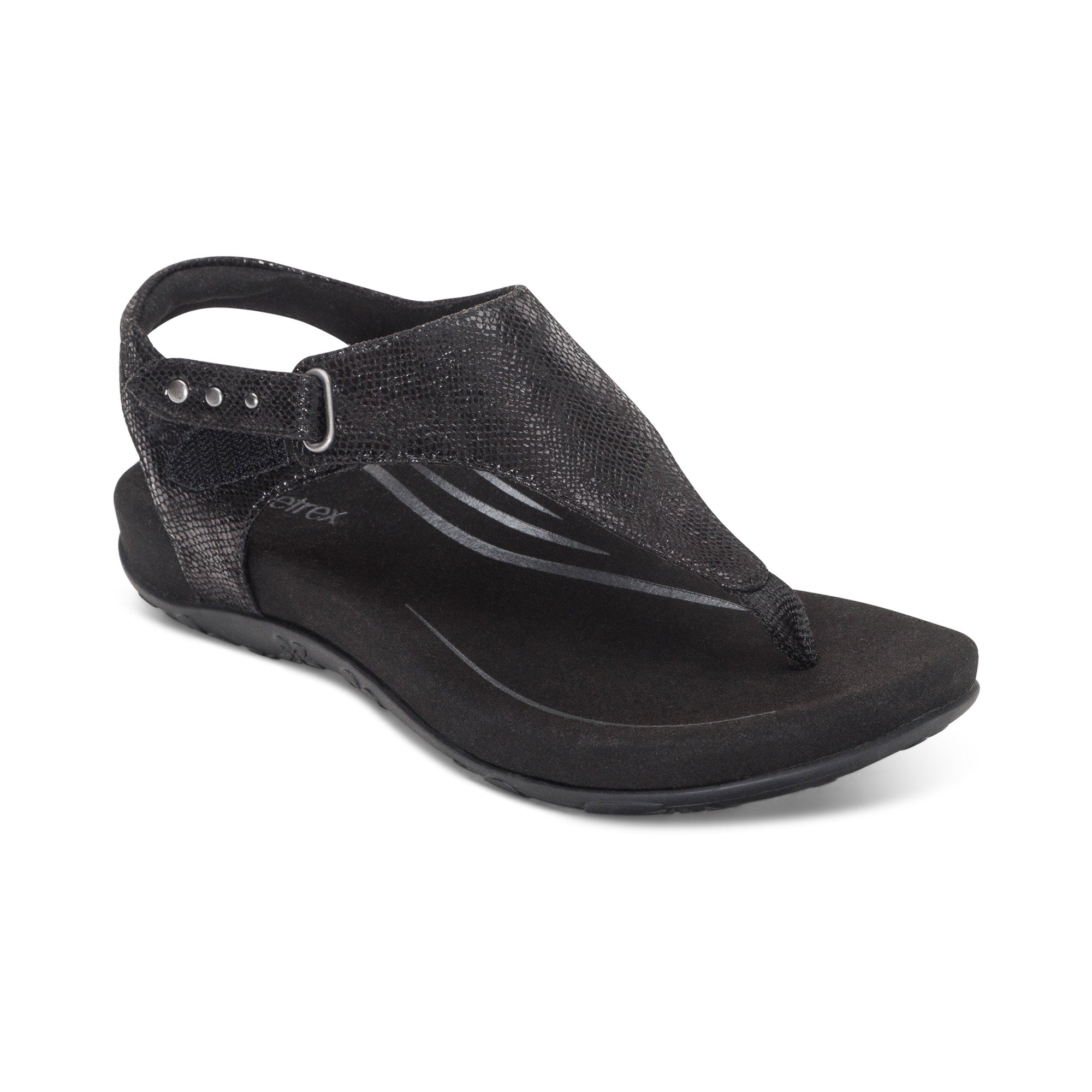 Ellie Adjustable Quarter Strap Thong Sandal #color_black