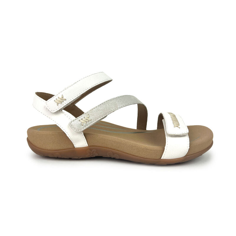 Gabby Adjustable Quarter Strap Sandal Right Angle #color_white