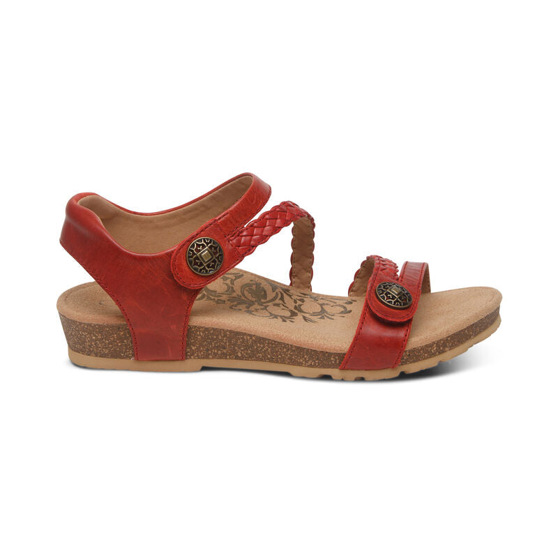 Jillian Braided Quarter Strap Sandal Right Angle #color_red