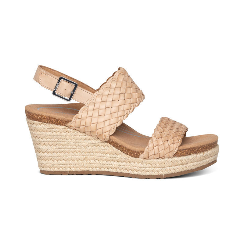 Summer Woven Quarter Strap Wedge #color_bone