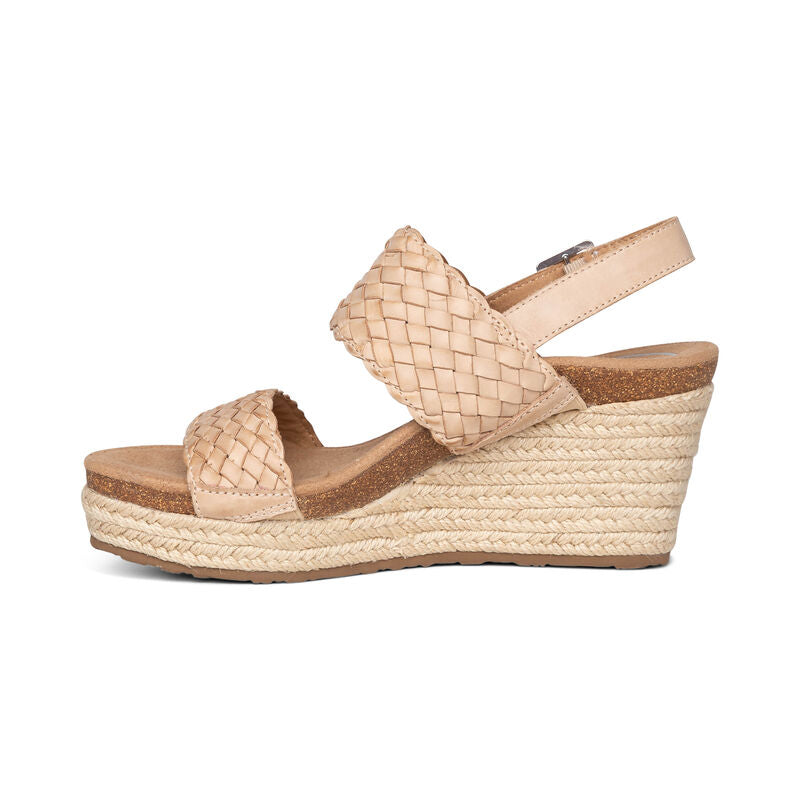 Summer Woven Quarter Strap Wedge #color_bone