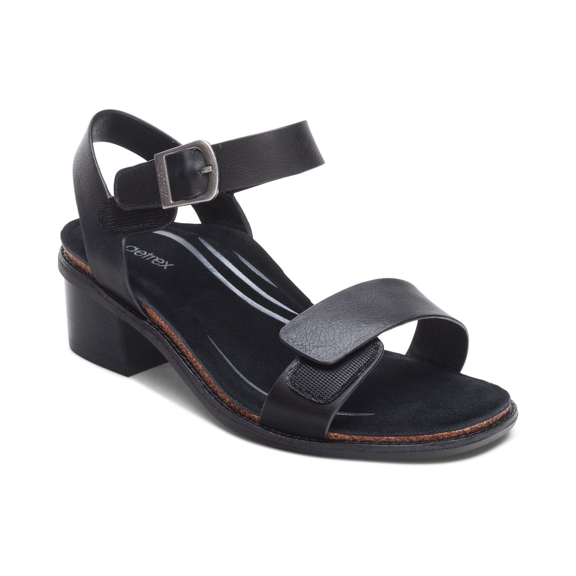 Mae Adjustable Quarter Strap Heel #color_black