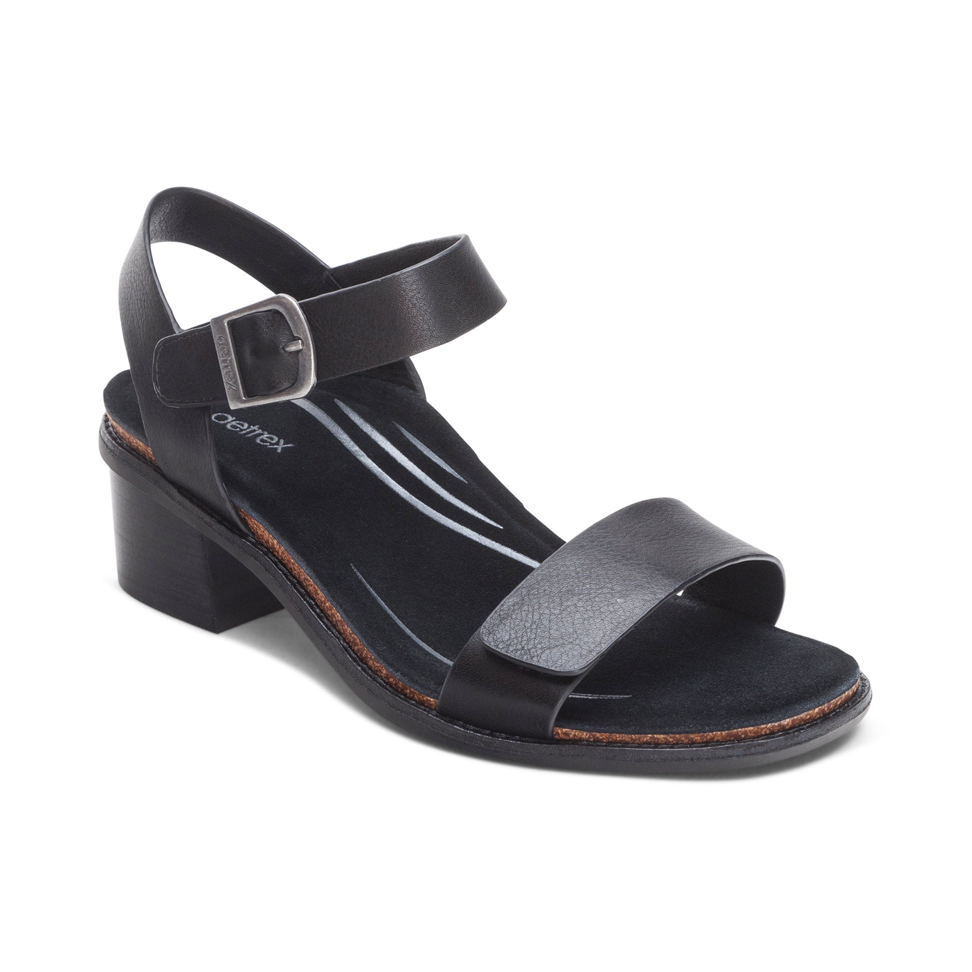 Mae Adjustable Quarter Strap Heel #color_black