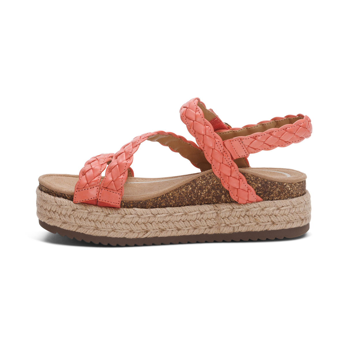 Julia Arch Support Platform Sandal Left Angle #color_coral