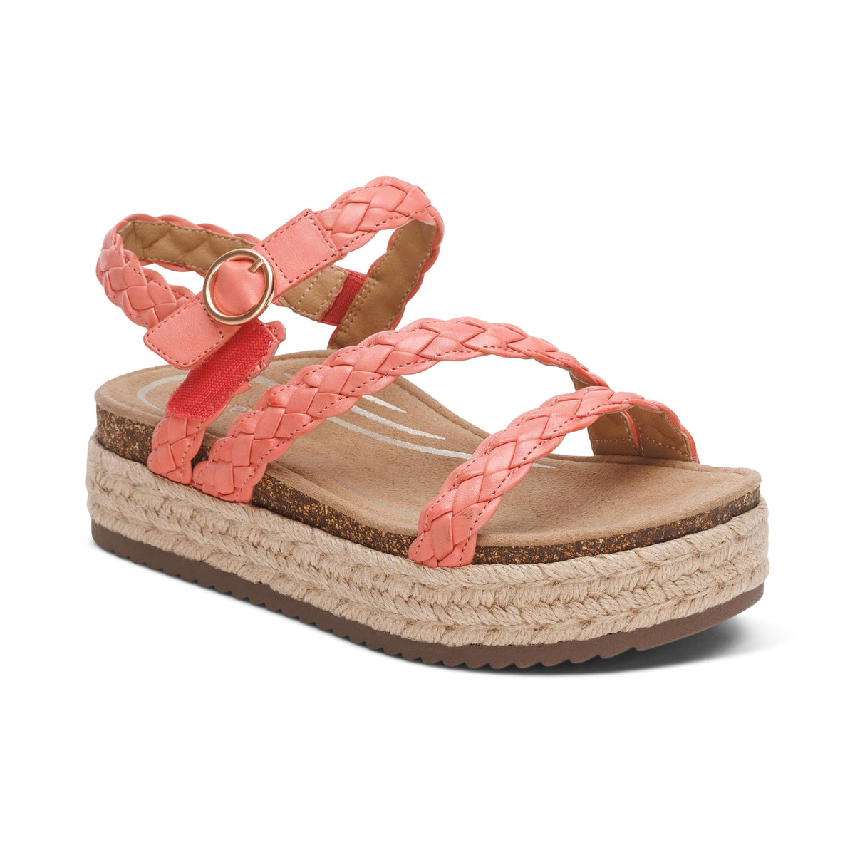 Julia Arch Support Platform Sandal Extra Angle #color_coral