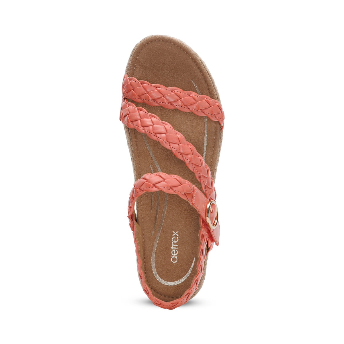 Julia Arch Support Platform Sandal Top Angle #color_coral