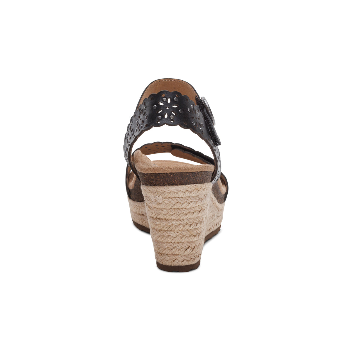 Sydney Quarter Strap Espadrille Wedge Rear Angle #color_black-cutout