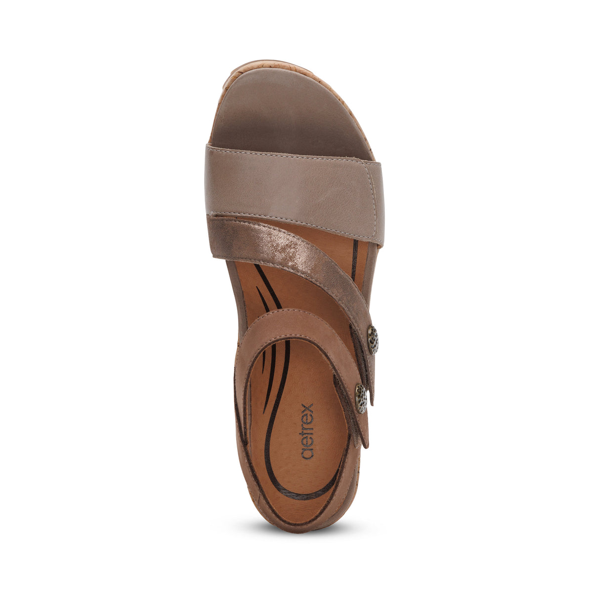 Madelyn Quarter Strap Wedge Top Angle #color_taupe multi