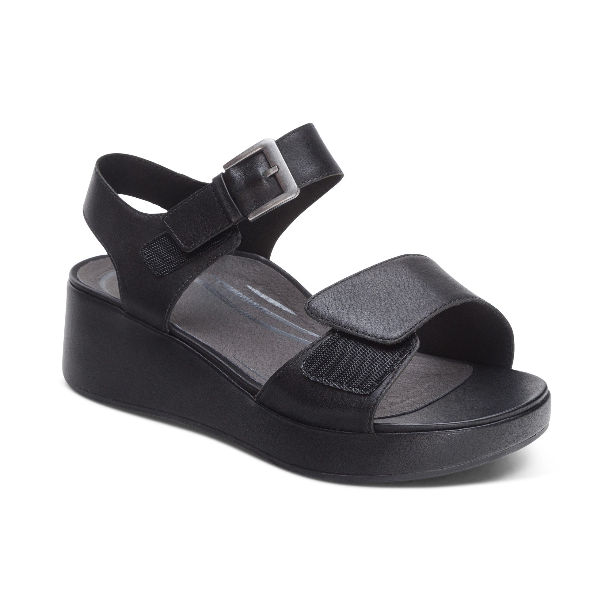 Ariel Adjustable Quarter Strap Wedge #color_black