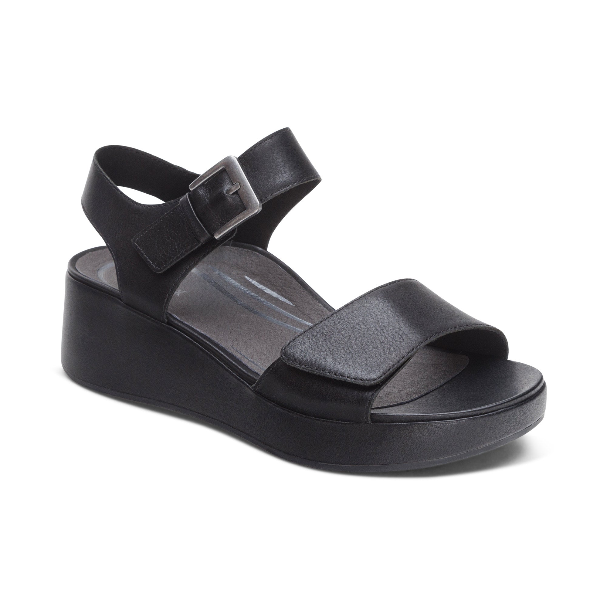 Ariel Adjustable Quarter Strap Wedge #color_black