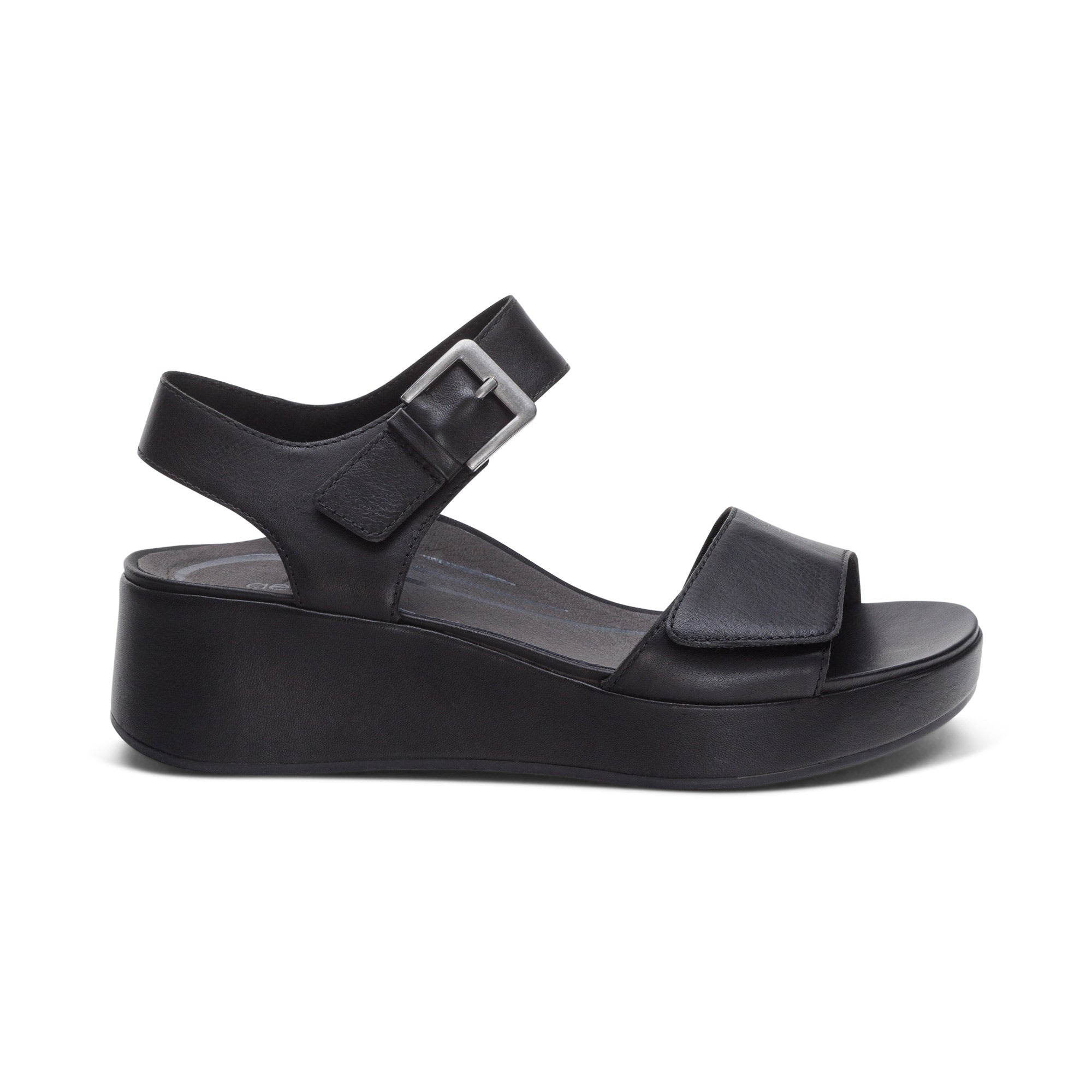 Ariel Adjustable Quarter Strap Wedge  #color_black