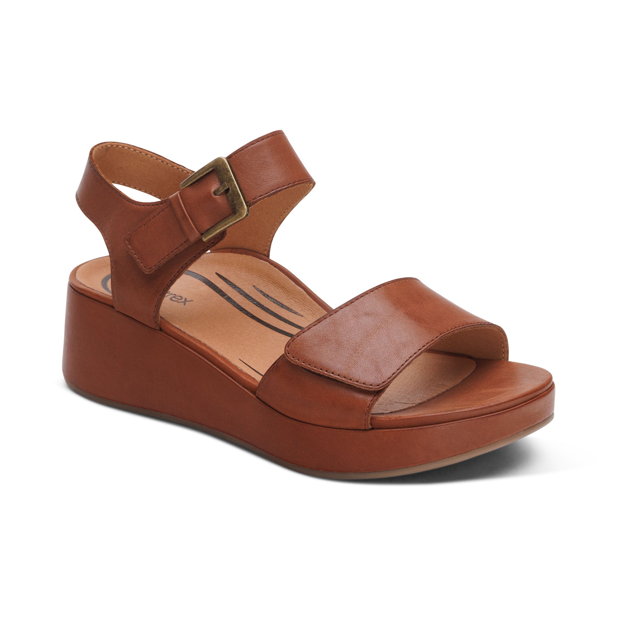 Ariel Adjustable Quarter Strap Wedge #color_dark-brown
