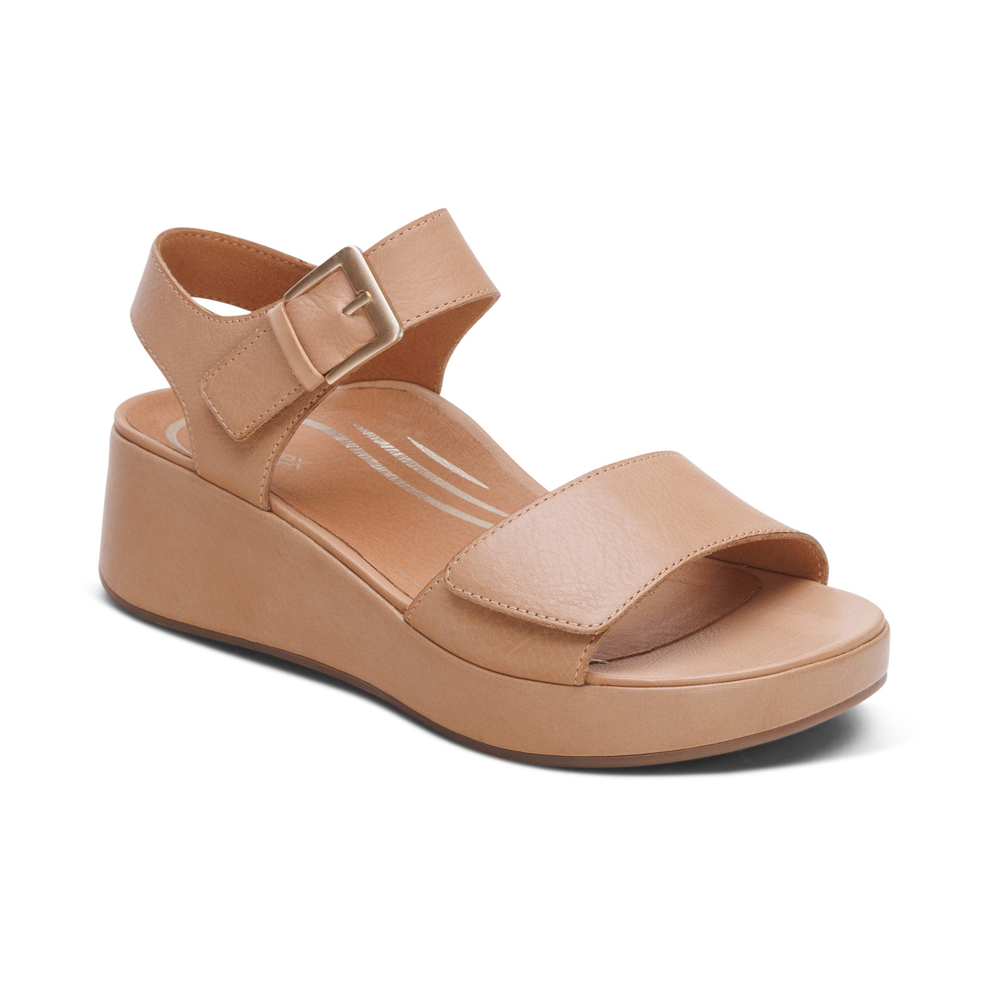 Ariel Adjustable Quarter Strap Wedge #color_sand