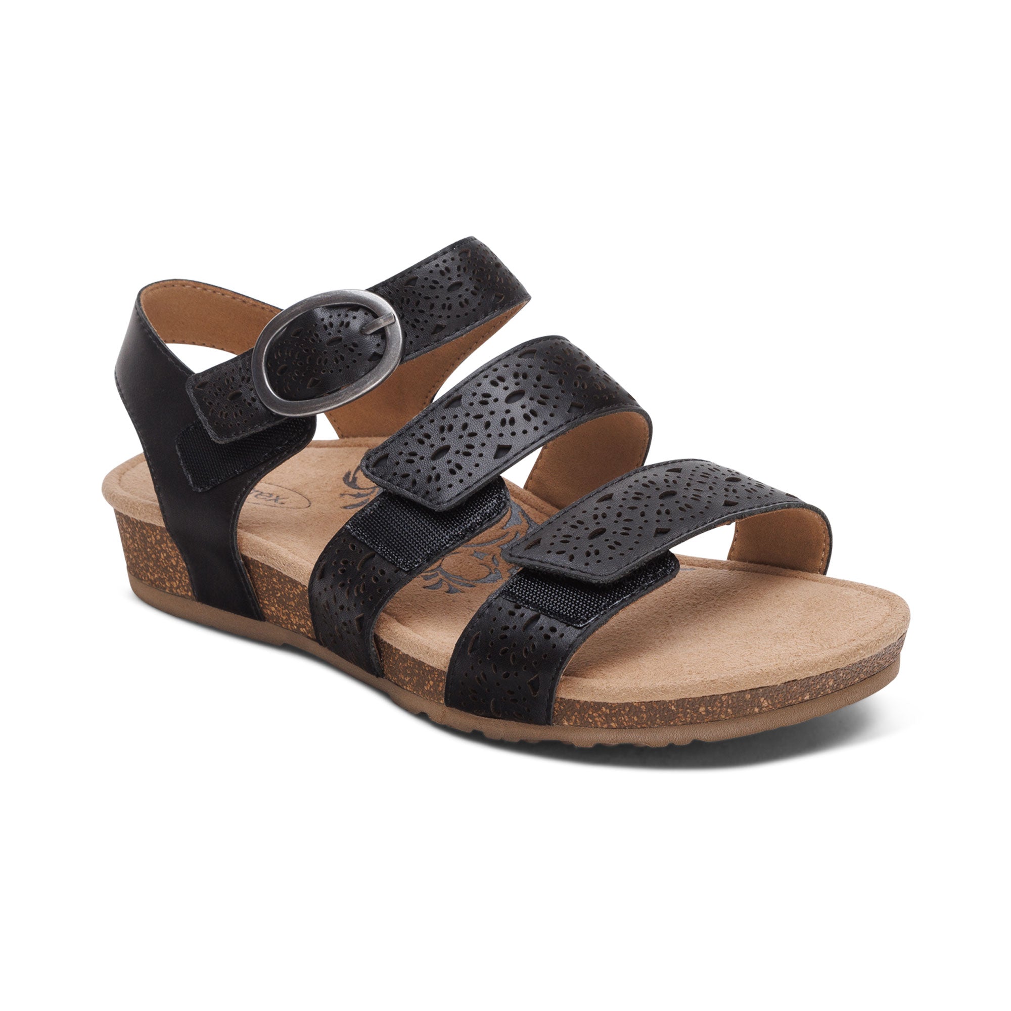 Lilly Adjustable Quarter Strap Sandal #color_black-cutout