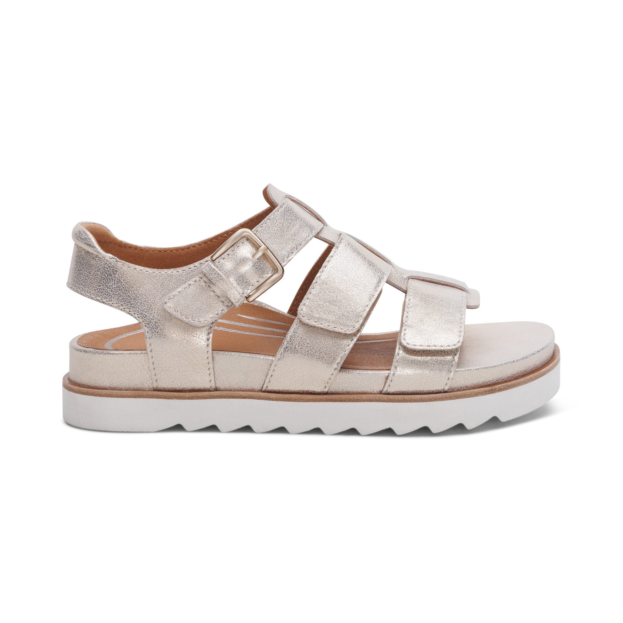 Romy Quarter Strap Cork Flat Sandal #color_champagne