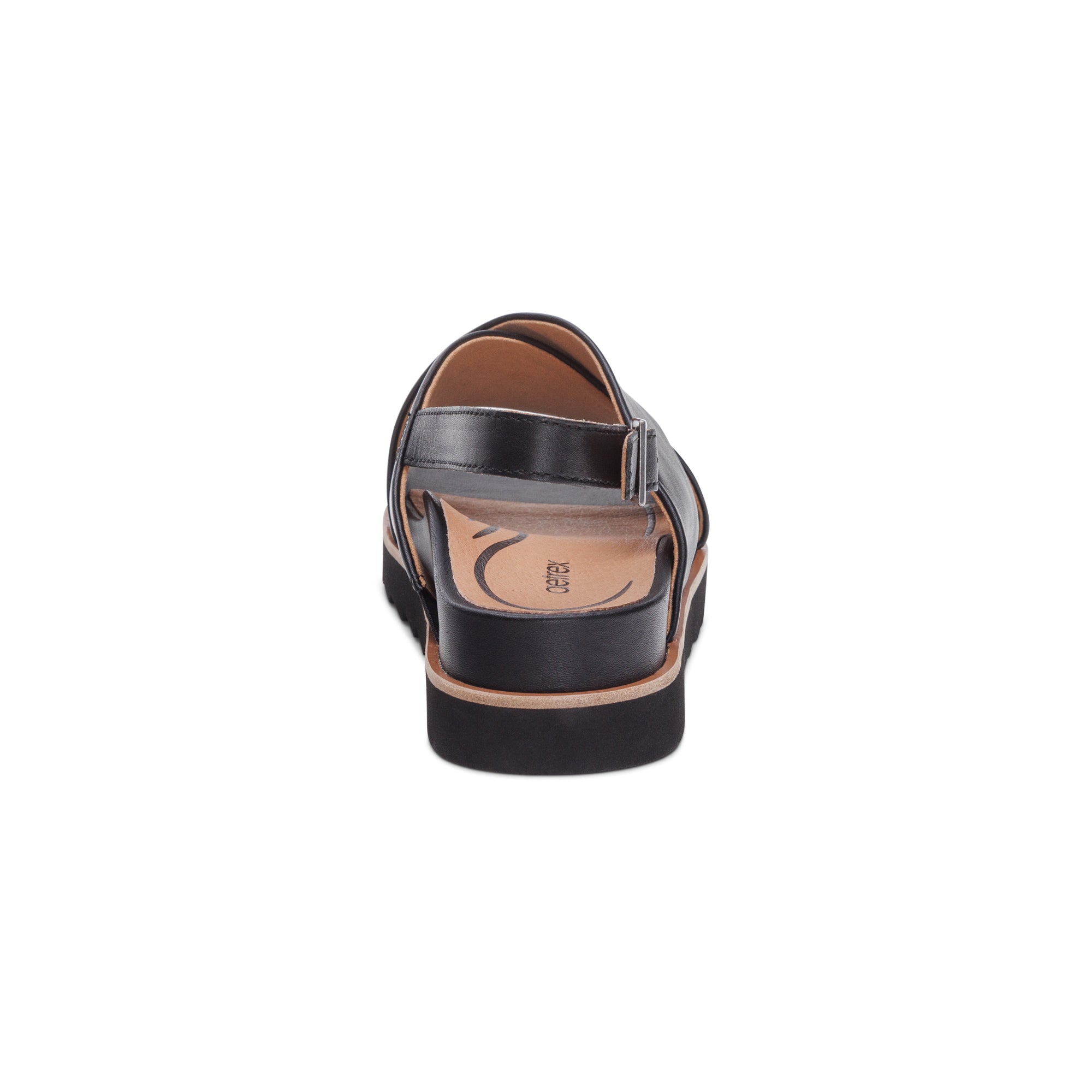 Thea Back Strap Cork Flat Sandal #color_black