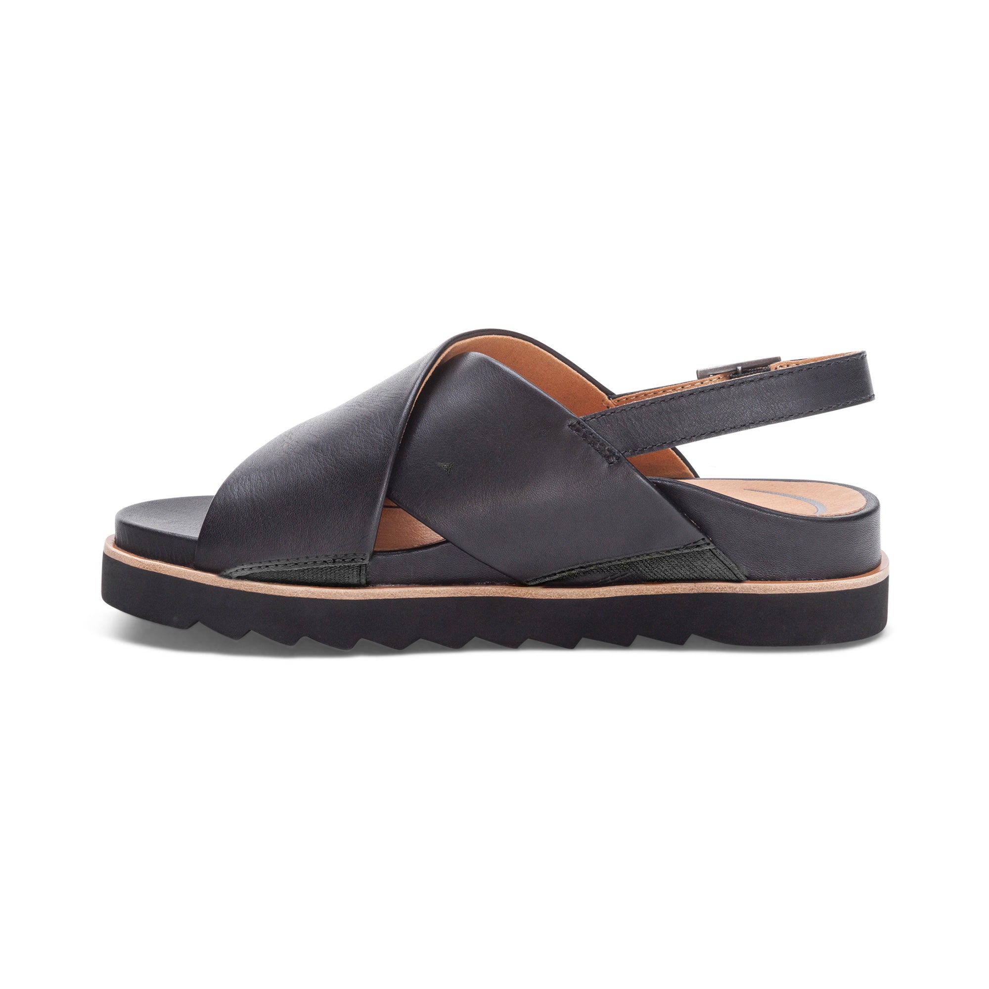 Thea Back Strap Cork Flat Sandal #color_black