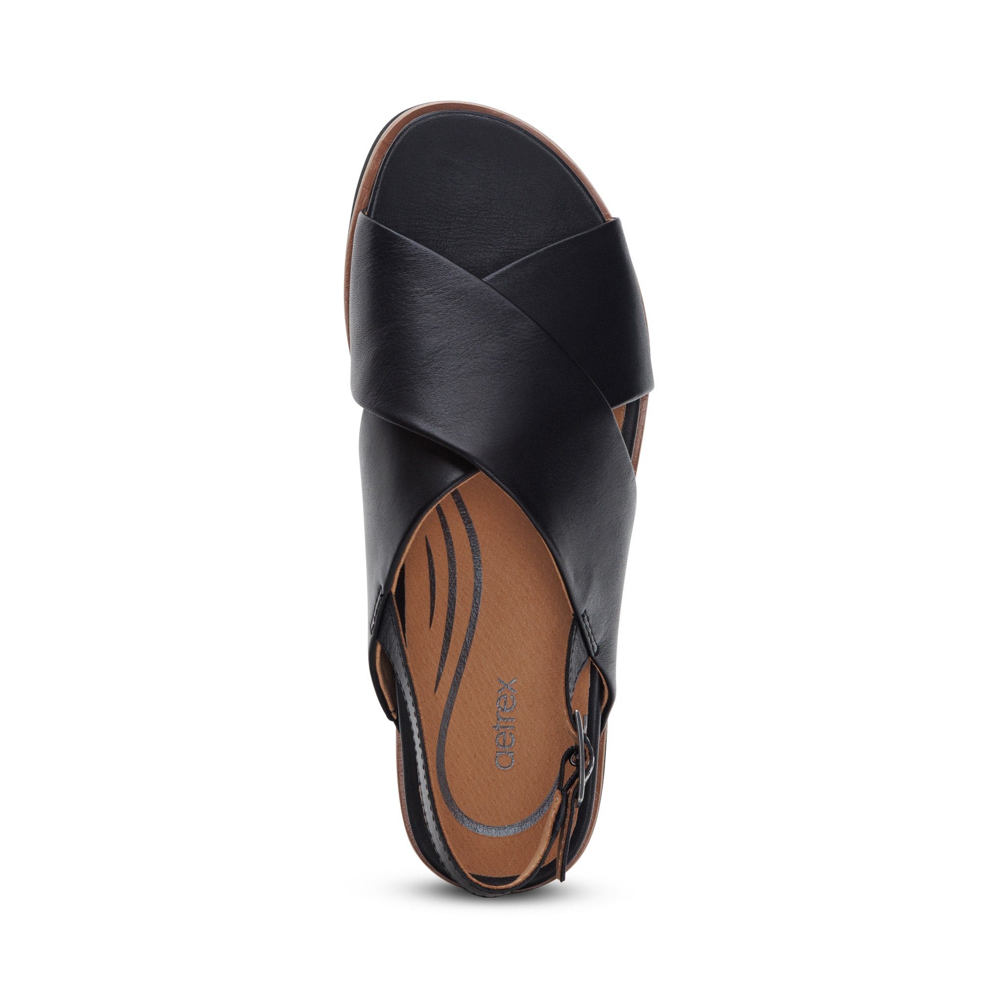 Thea Back Strap Cork Flat Sandal #color_black