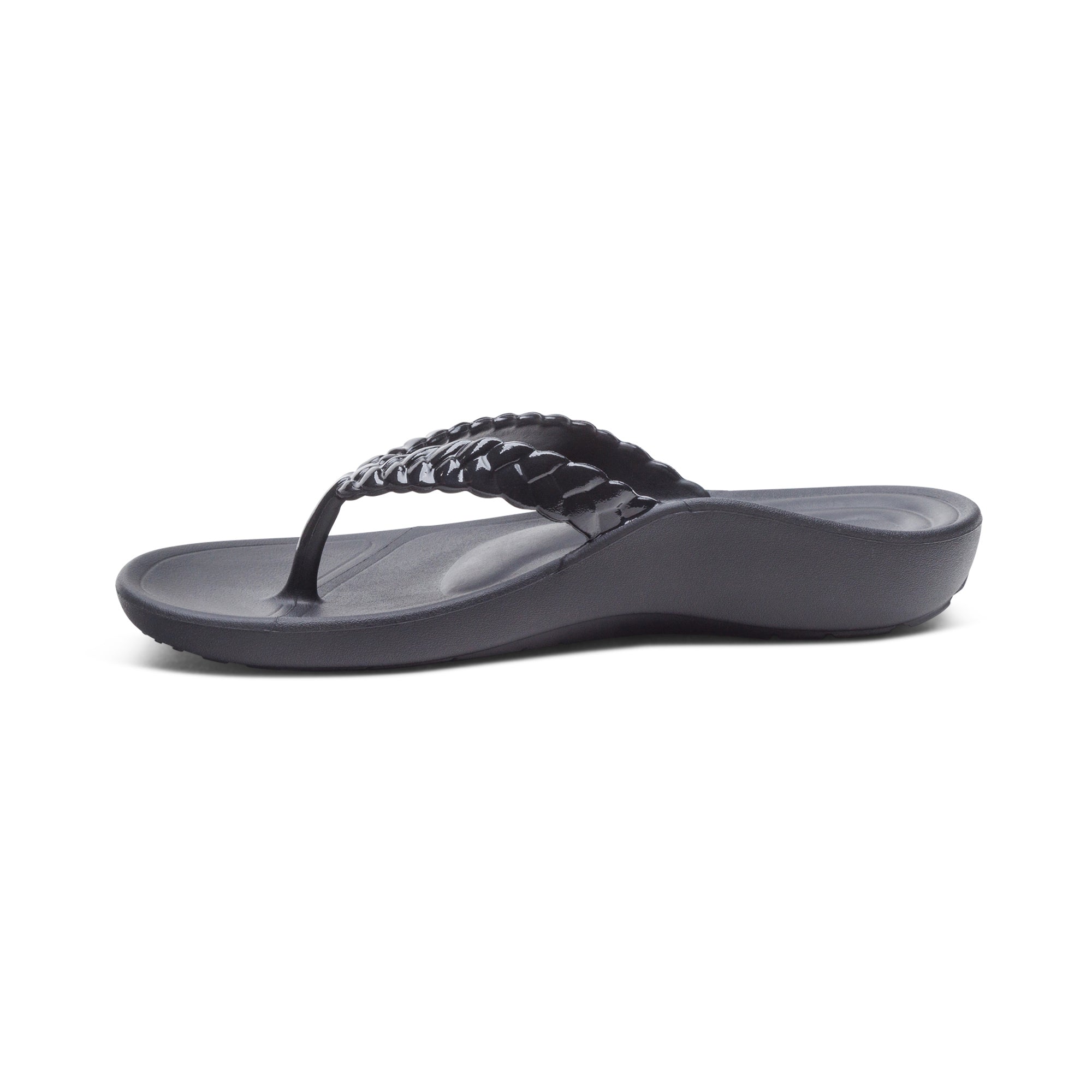 Vicki Braided Thong Sandal #color_black gloss