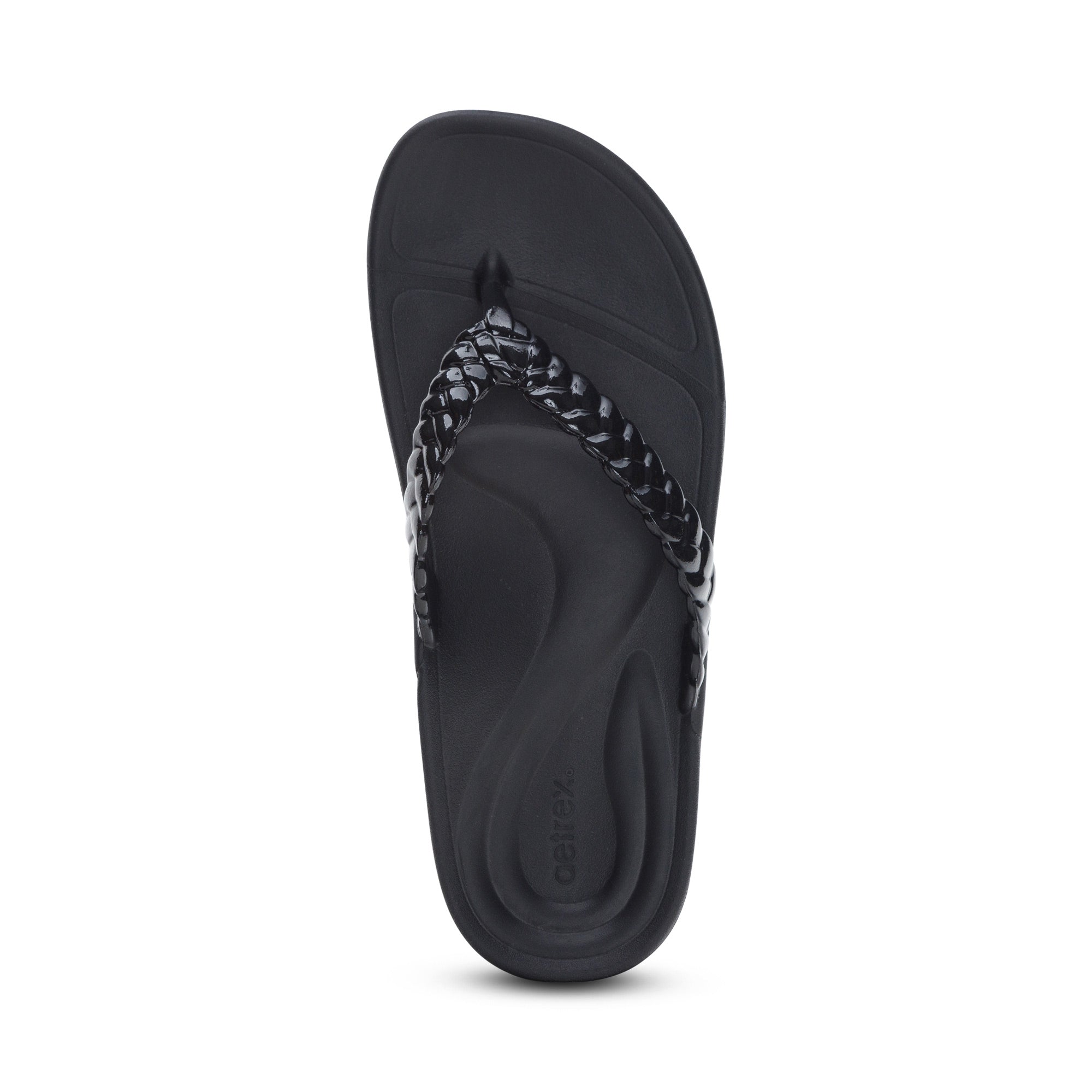 Vicki Braided Thong Sandal #color_black gloss