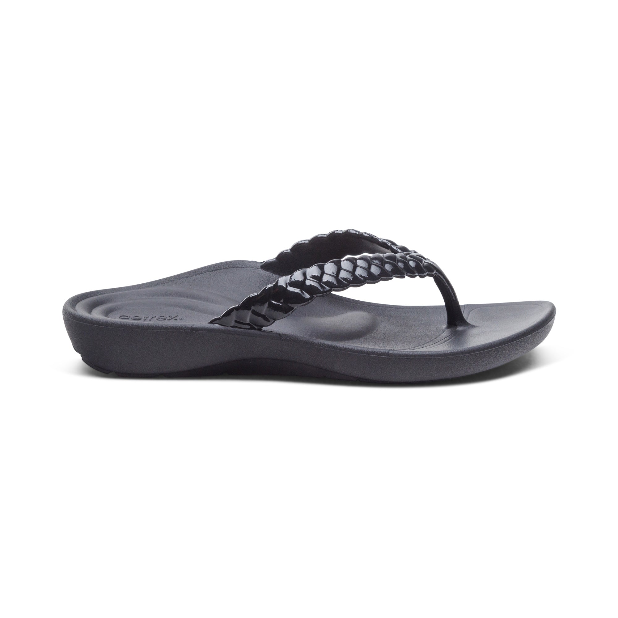 Vicki Braided Thong Sandal #color_black gloss