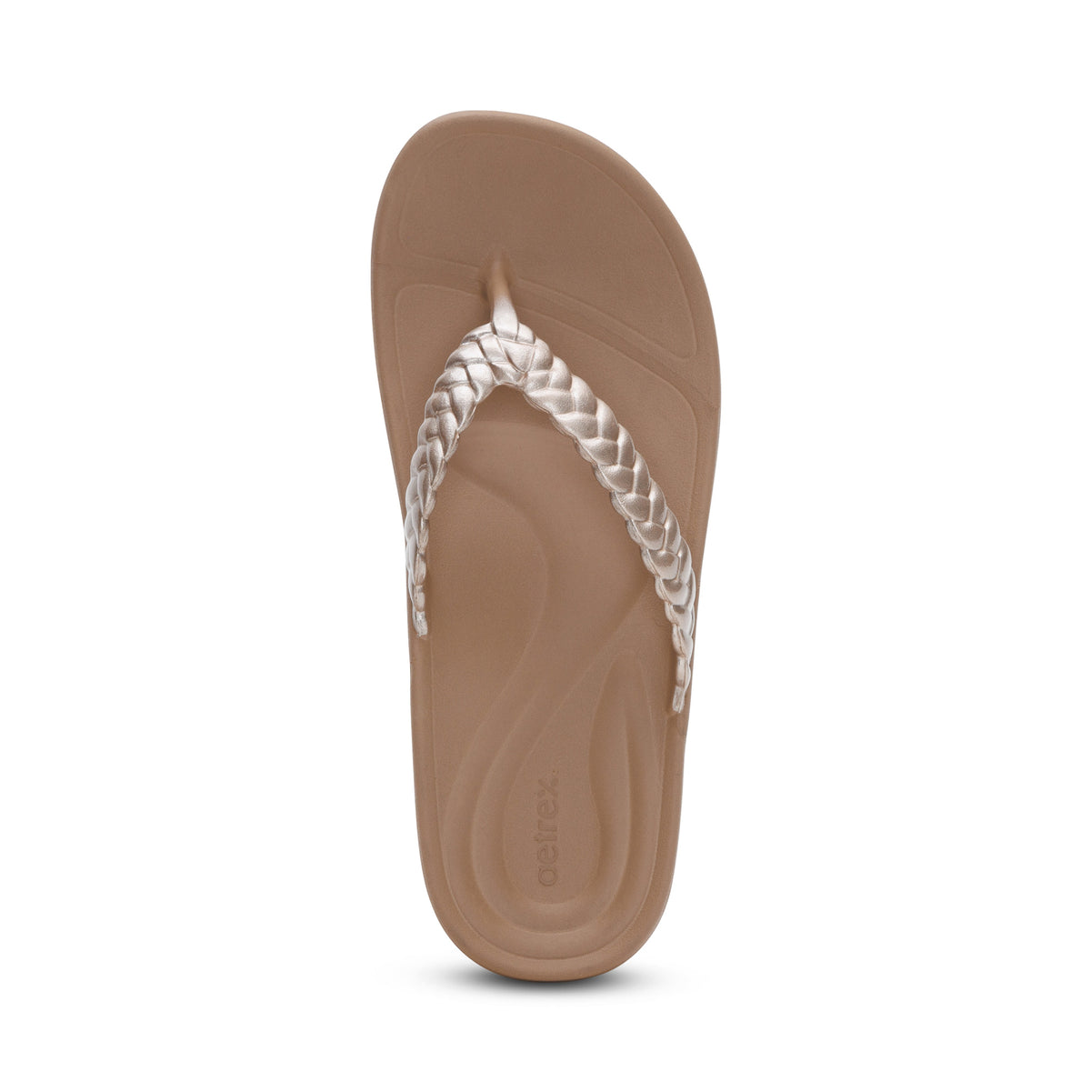 Vicki Braided Thong Sandal Top Angle #color_champagne gloss