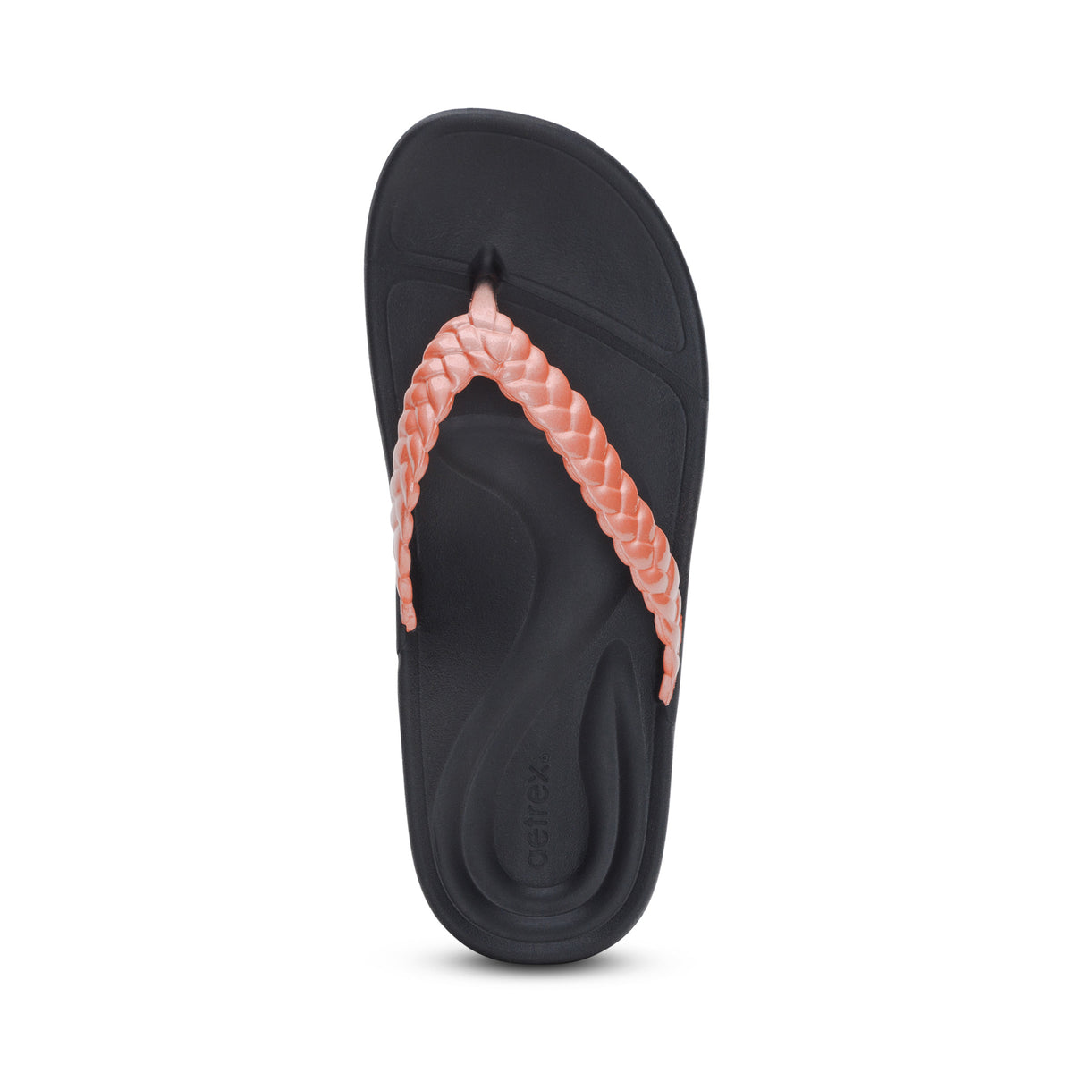 Vicki Braided Thong Sandal Top Angle #color_coral gloss