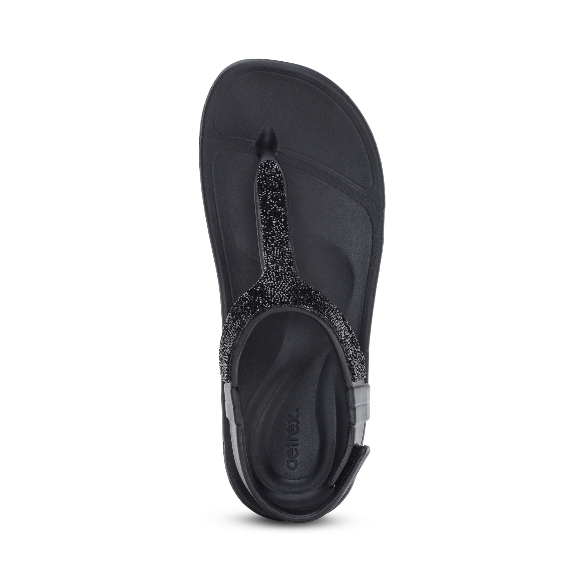 Skyler Thong Sandal Top Angle #color_black embellished