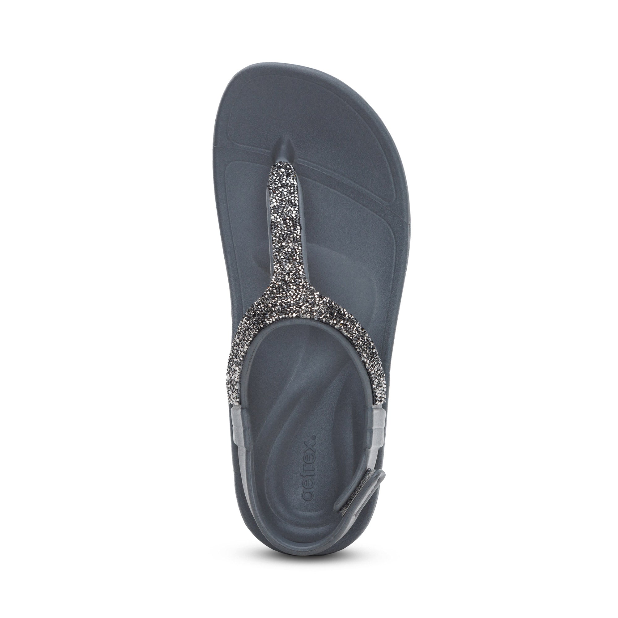 Skyler Thong Sandal Top Angle #color_pewter embellished