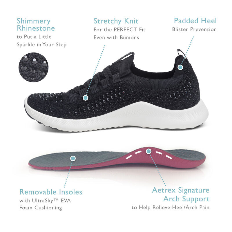 Carly Arch Support Sneakers Features #color_black-sparkle