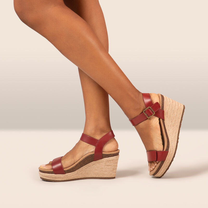 Sydney Quarter Strap Espadrille Wedge #color_red